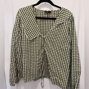 Nobody’s Child Gingham Scalloped Blouse